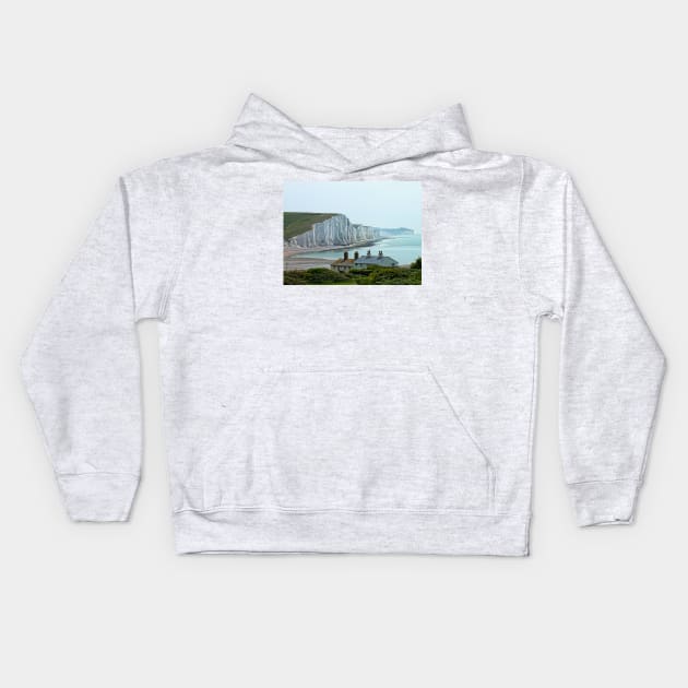 Seven Sisters Cliffs, East Sussex Kids Hoodie by Ludwig Wagner